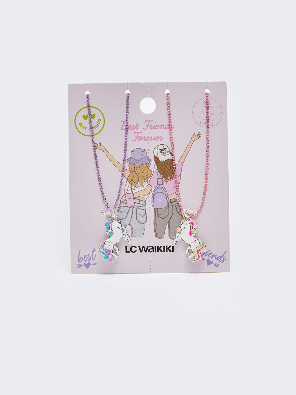 Karışık Desenli Kız Çocuk Best Friend Kolye 2'li