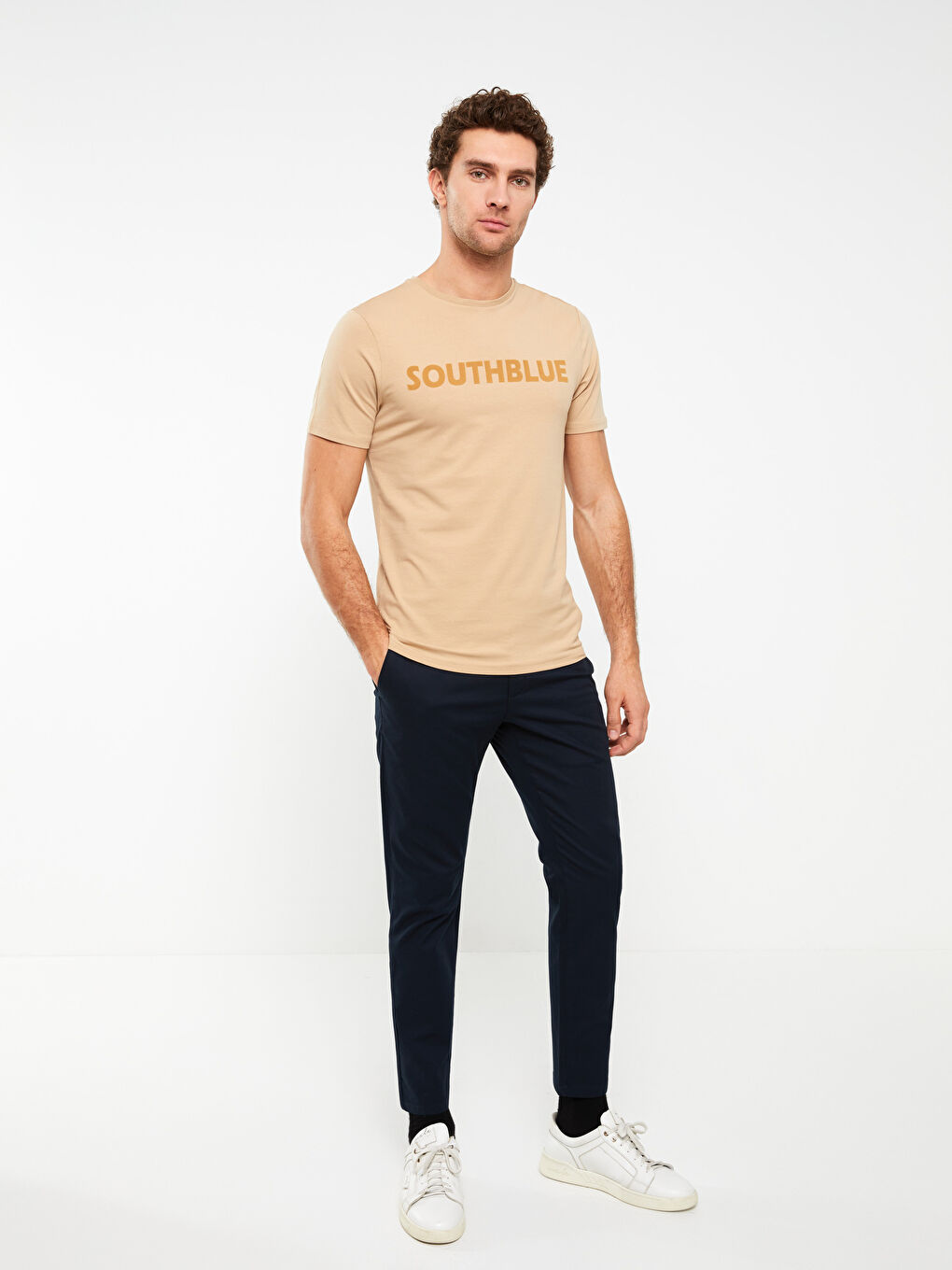 تيشيرت رجالي ياقة دائرية كم قصير مطبوع قطن ممشط-2