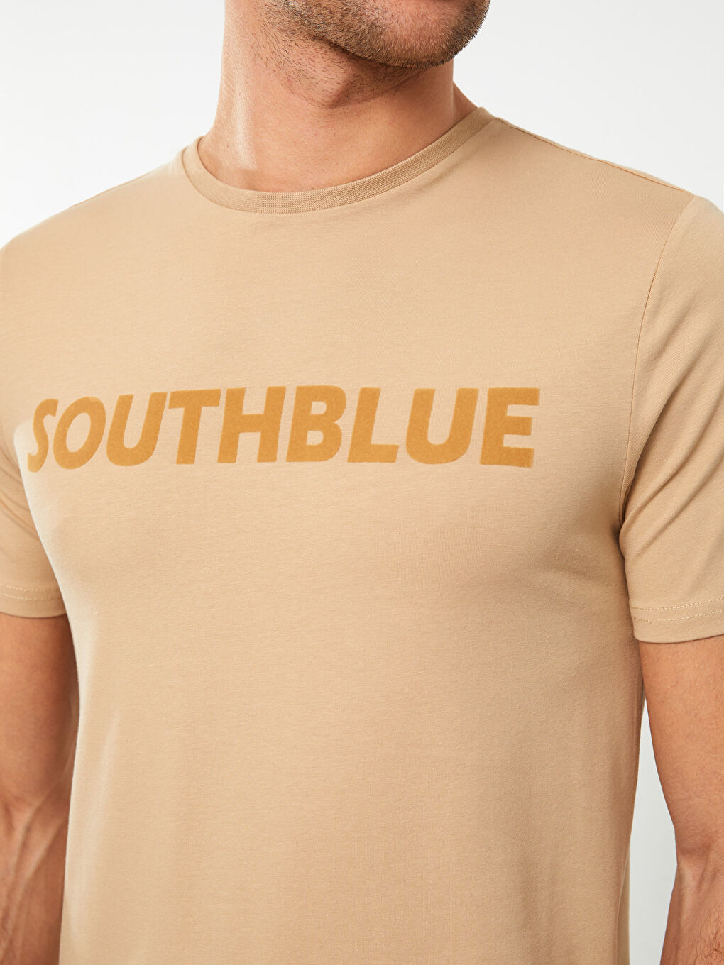 تيشيرت رجالي ياقة دائرية كم قصير مطبوع قطن ممشط-3