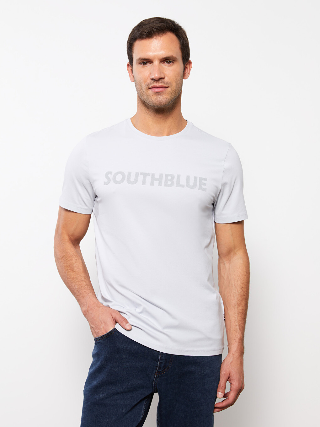 T-shirt Pour Hommes En Coton Peigné Imprimé À Manches Courtes Et Col Rond
