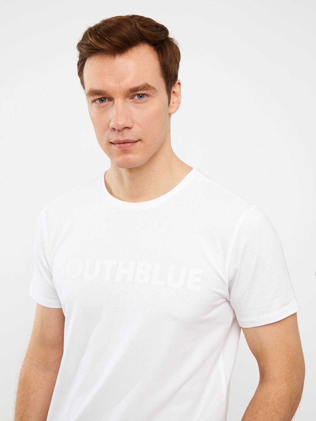 SOUTHBLUE Crew Neck Short Sleeve Printed Combed Cotton Men's T-shirt -S34314Z8-Q6K