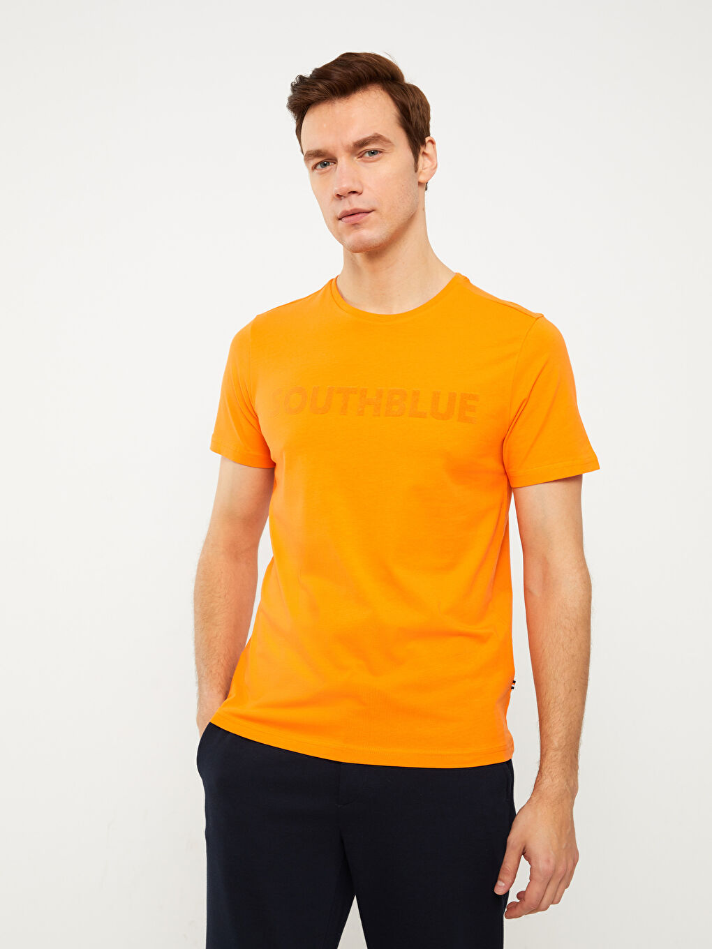 SOUTHBLUE Crew Neck Short Sleeve Printed Combed Cotton Men's T-shirt -S34314Z8-SMJ