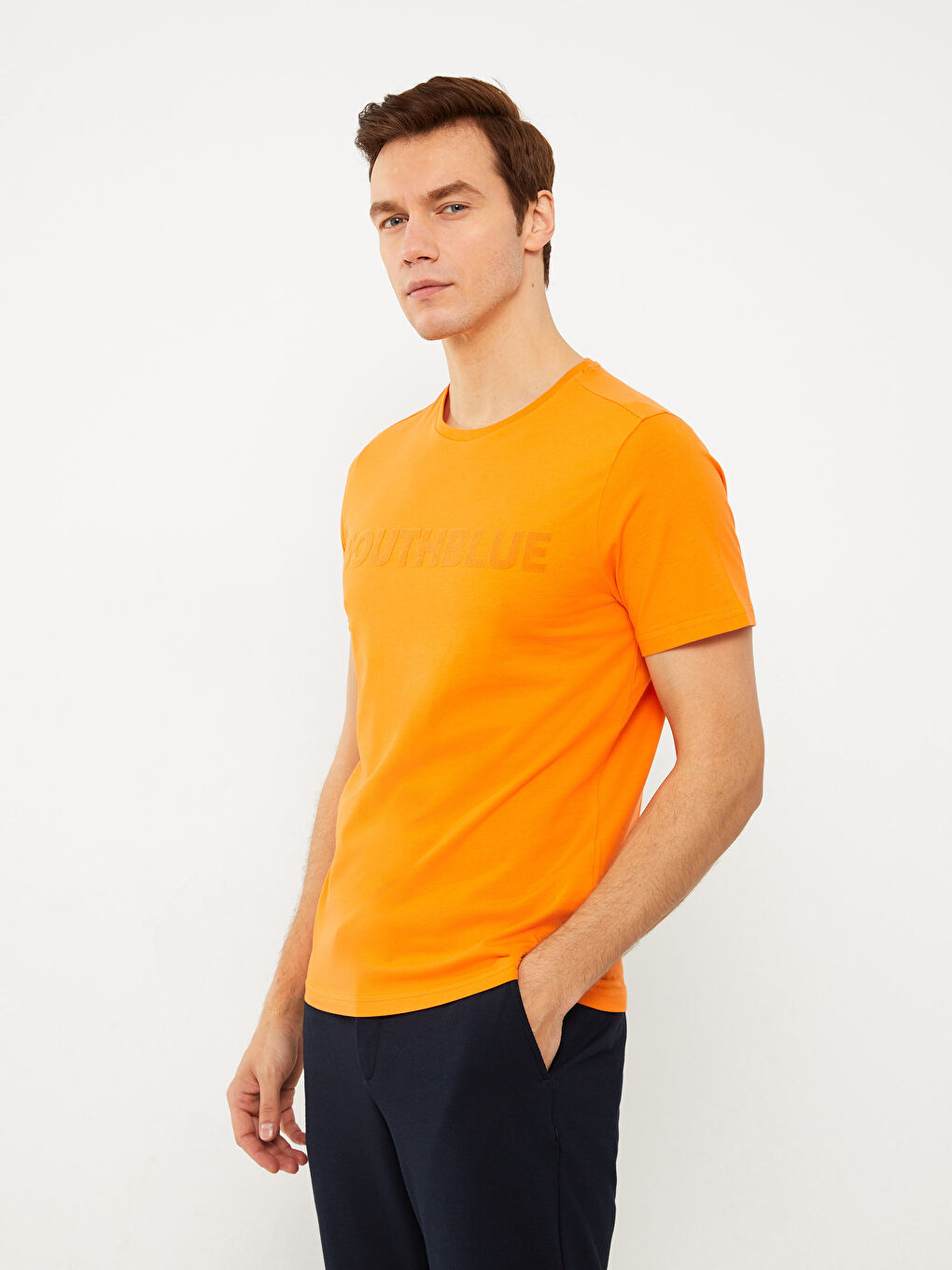 SOUTHBLUE Crew Neck Short Sleeve Printed Combed Cotton Men's T-shirt -S34314Z8-SMJ