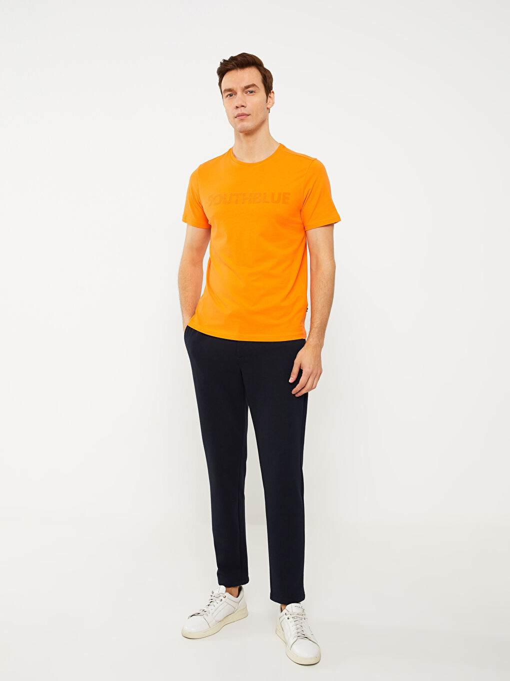 SOUTHBLUE Crew Neck Short Sleeve Printed Combed Cotton Men's T-shirt -S34314Z8-SMJ