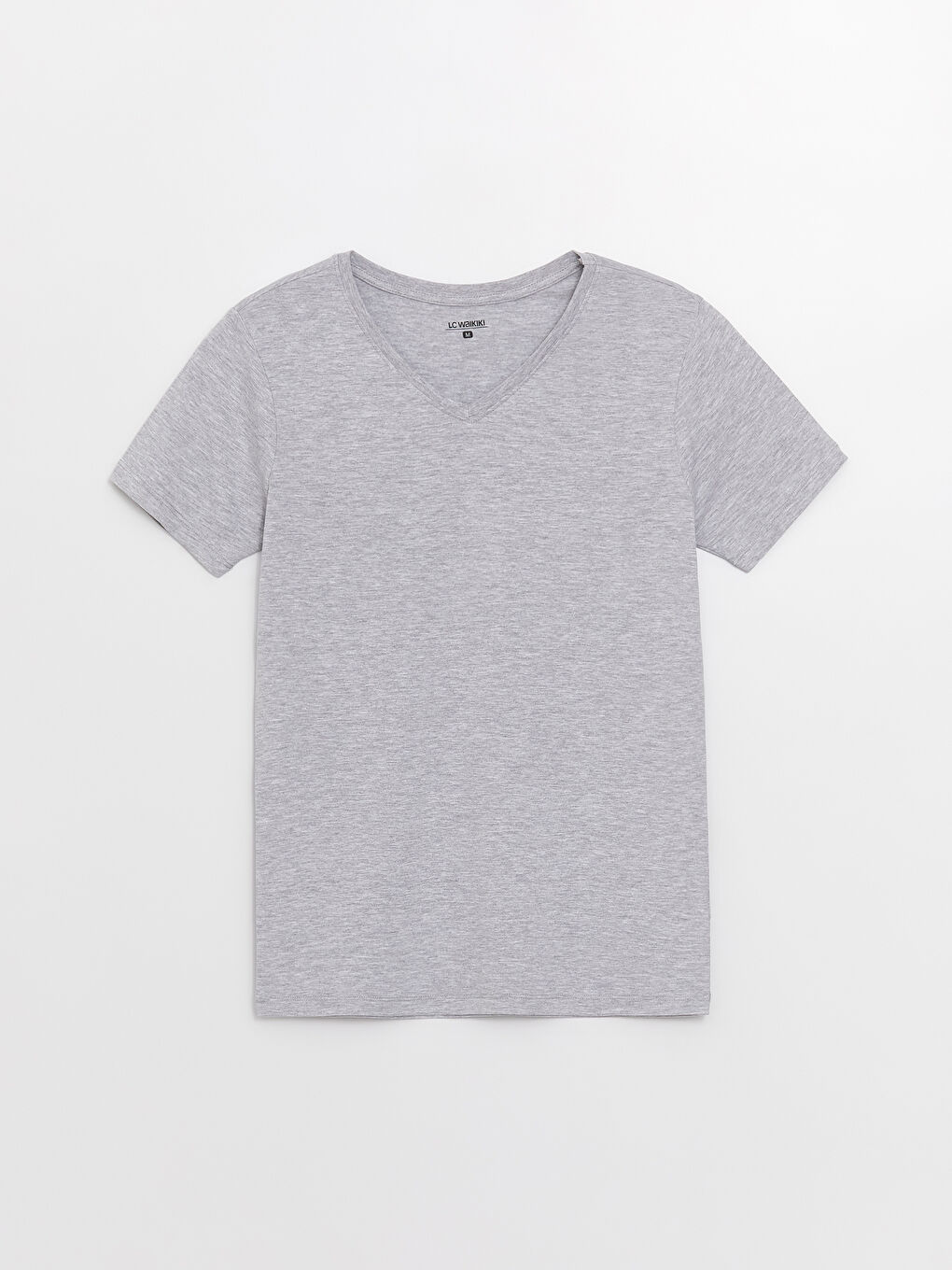 Gri V Yaka Kısa Kollu Pamuklu Erkek Atlet-5