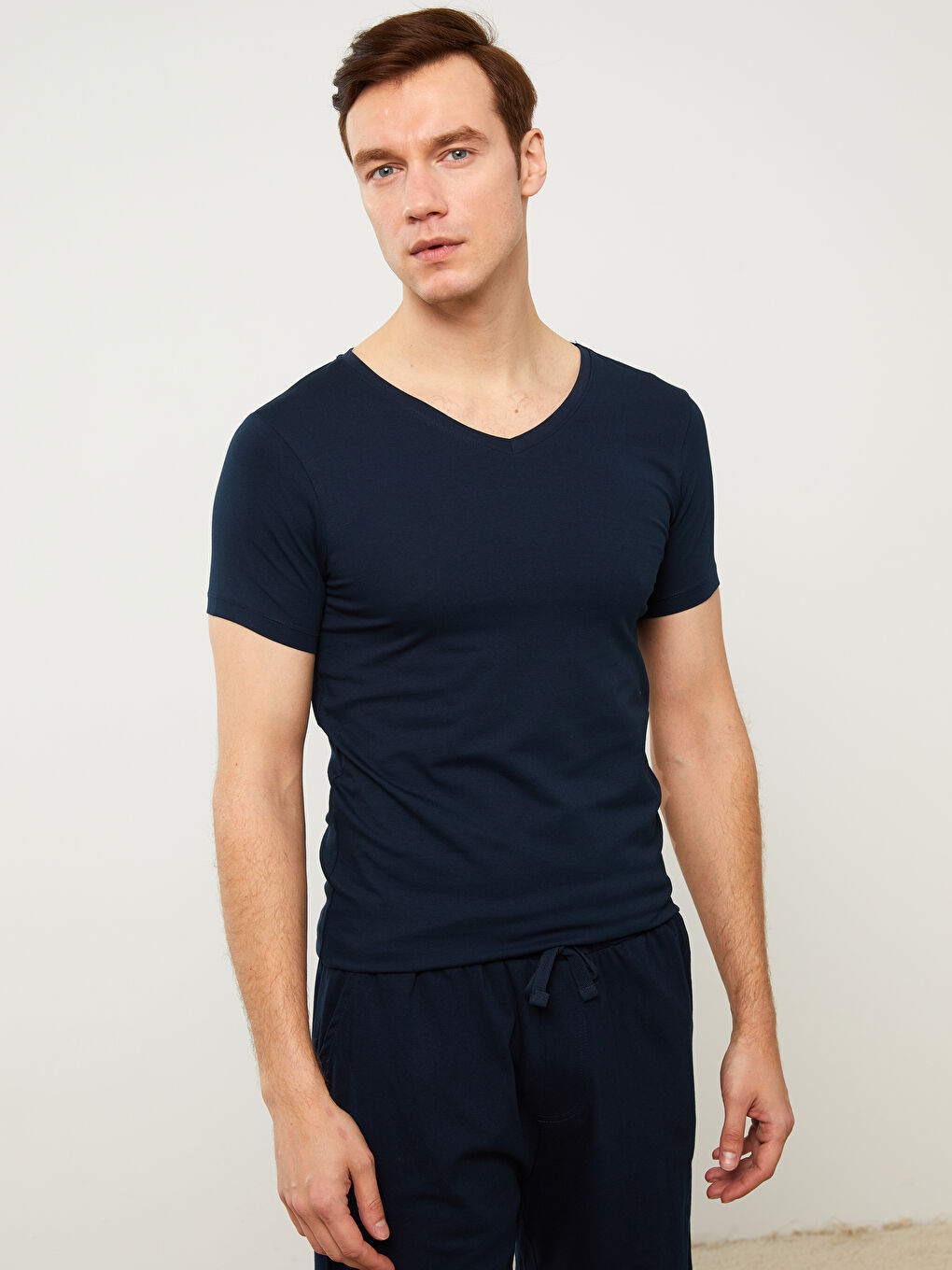 V-Neck Short Sleeve Cotton Men's Undershirt-1