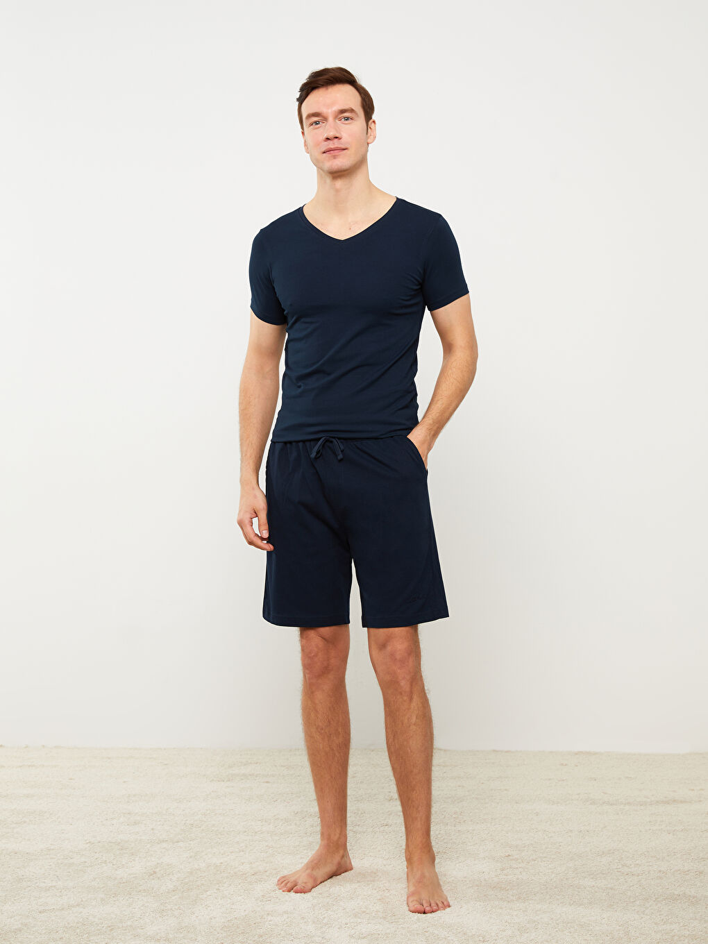V-Neck Short Sleeve Cotton Men's Undershirt-2