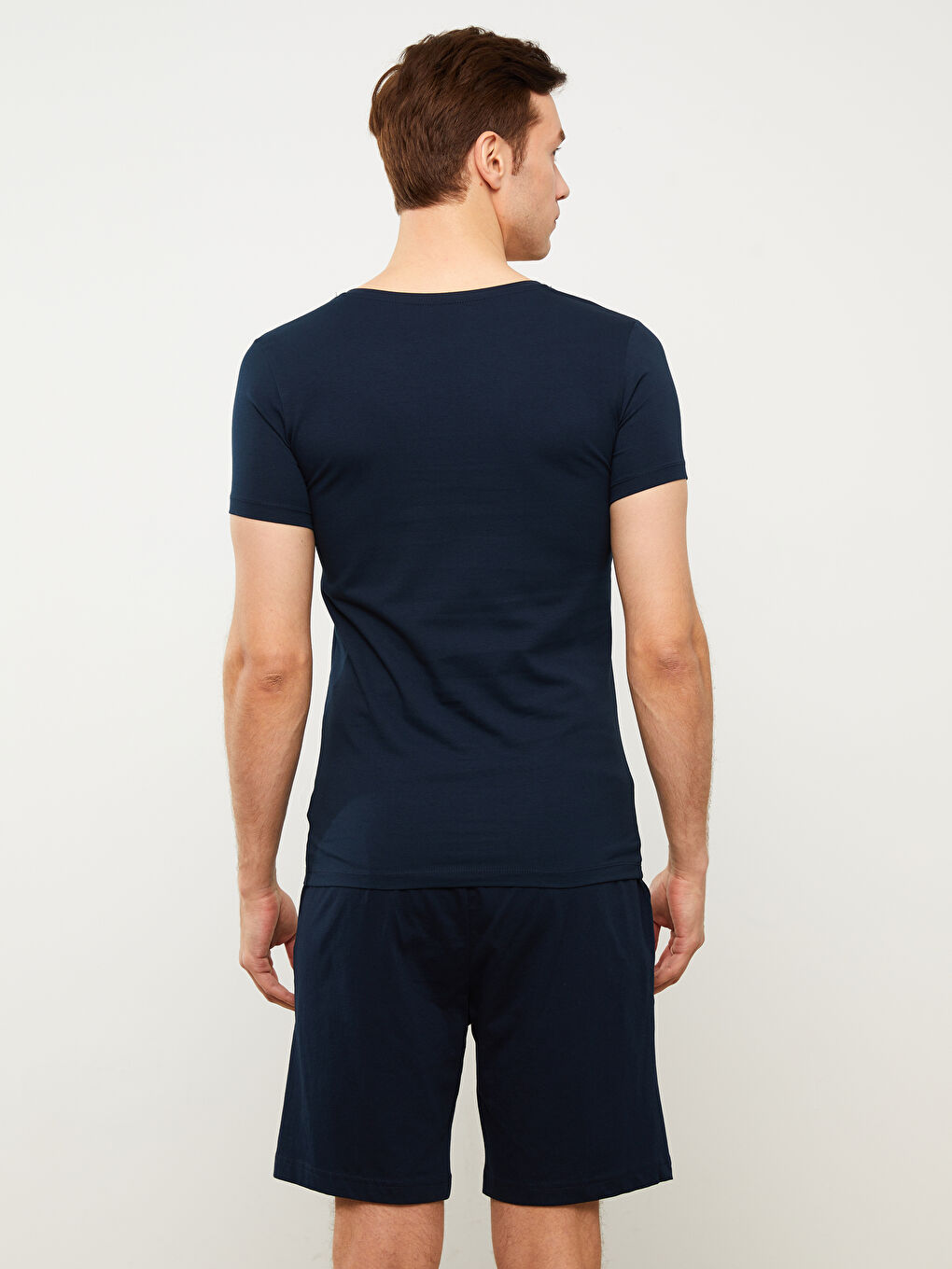 V-Neck Short Sleeve Cotton Men's Undershirt-4