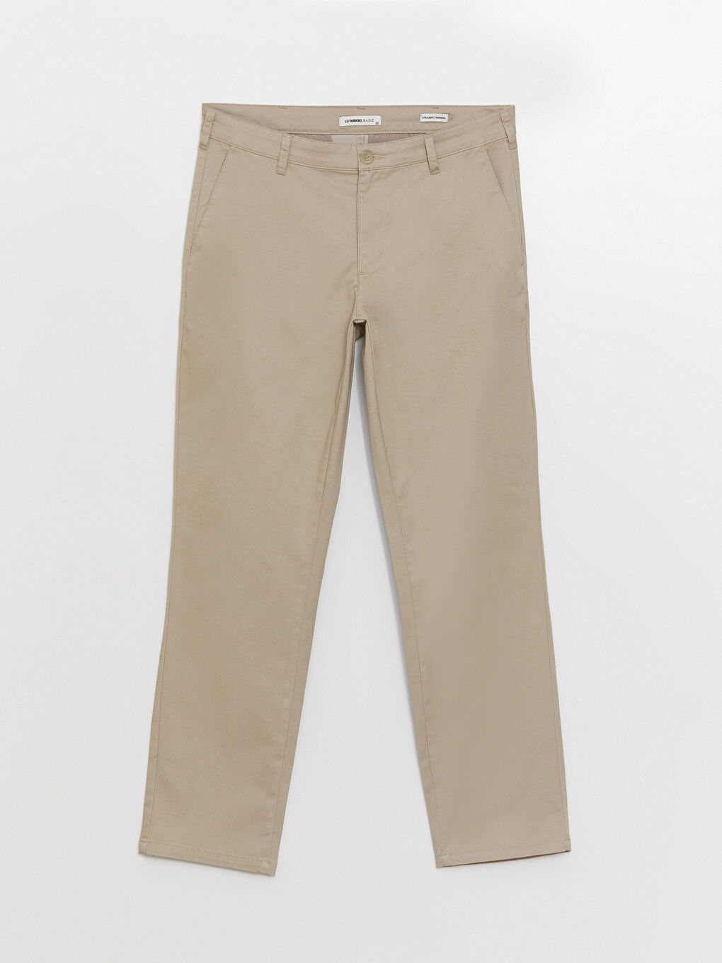 Bej Standart Kalıp Gabardin Erkek Chino Pantolon-5