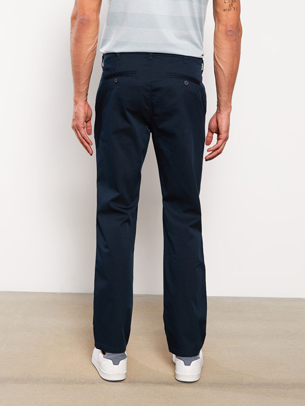 Lacivert Standart Kalıp Gabardin Erkek Chino Pantolon-4
