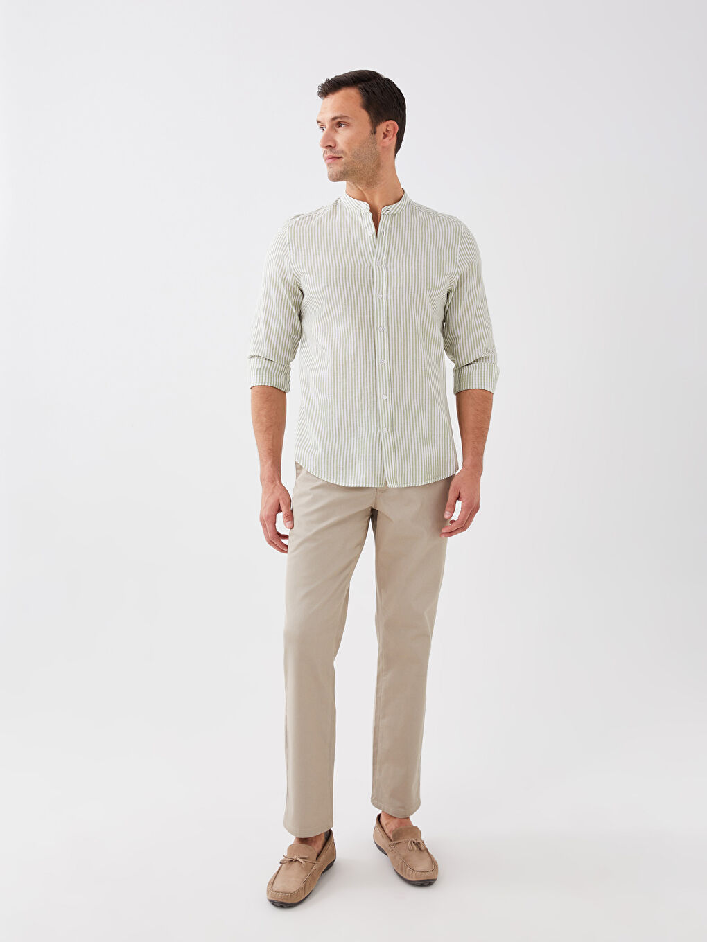 Bej Standart Kalıp Gabardin Erkek Chino Pantolon