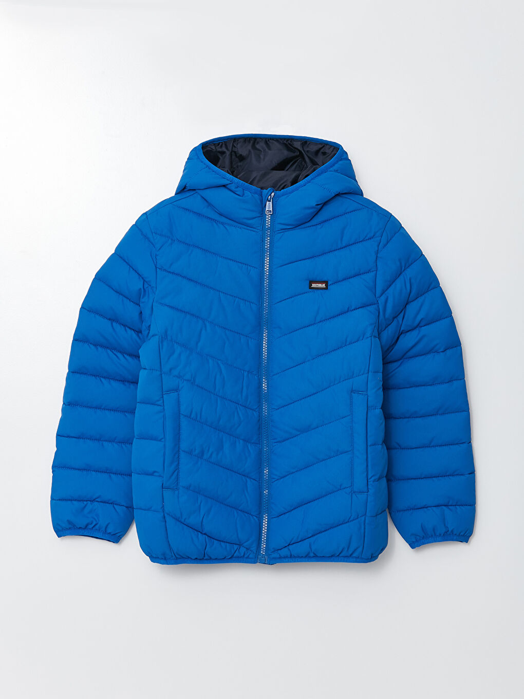 Mavi Kapüşonlu Basic Erkek Çocuk Şişme Mont-2