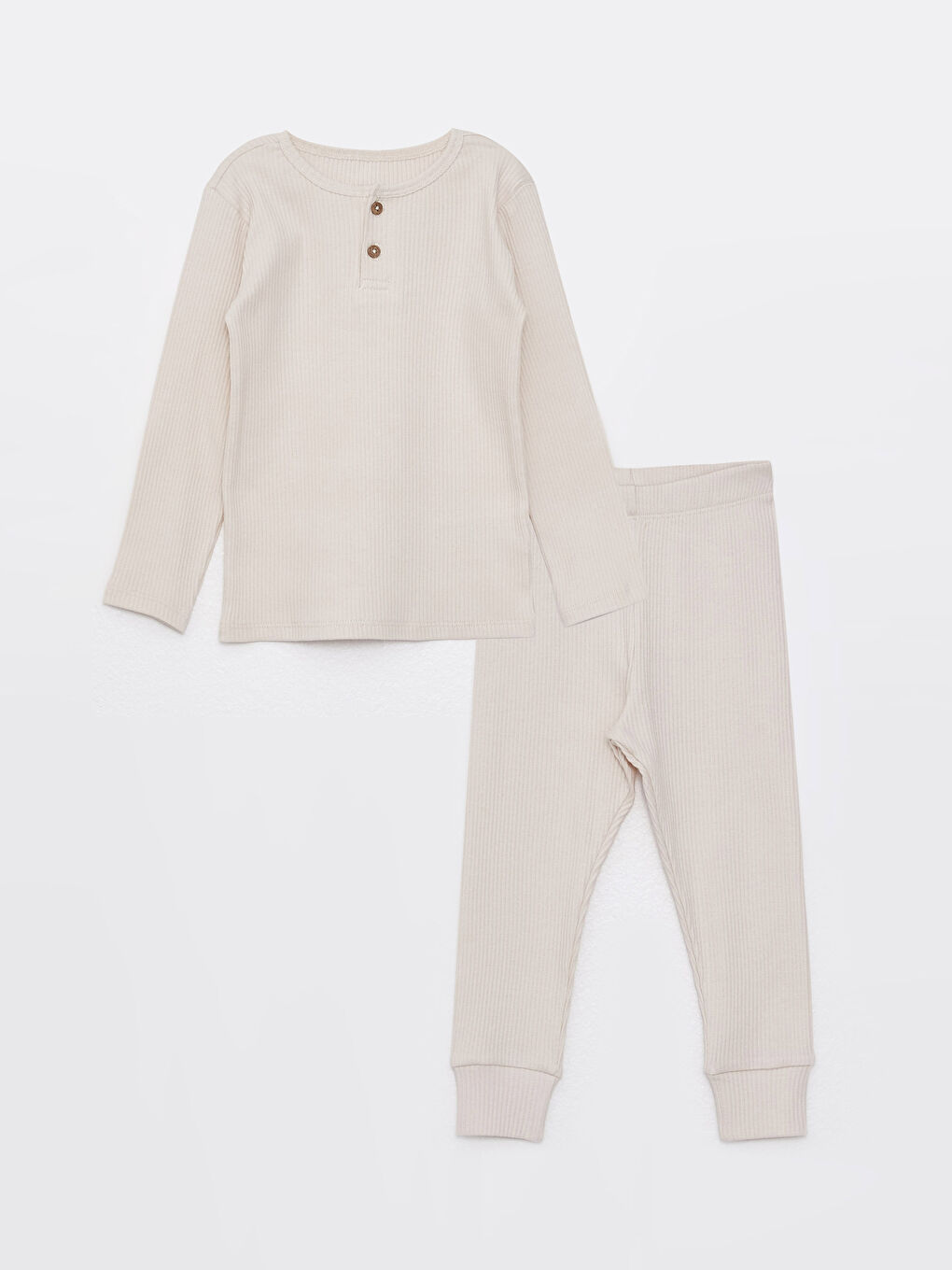 طقم بيجامة للأولاد الرضع بياقة دائرية وكم طويل