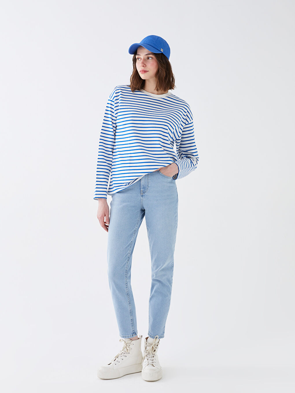 İndigo Kadın Yüksek Bel Slim Fit Jean Pantolon