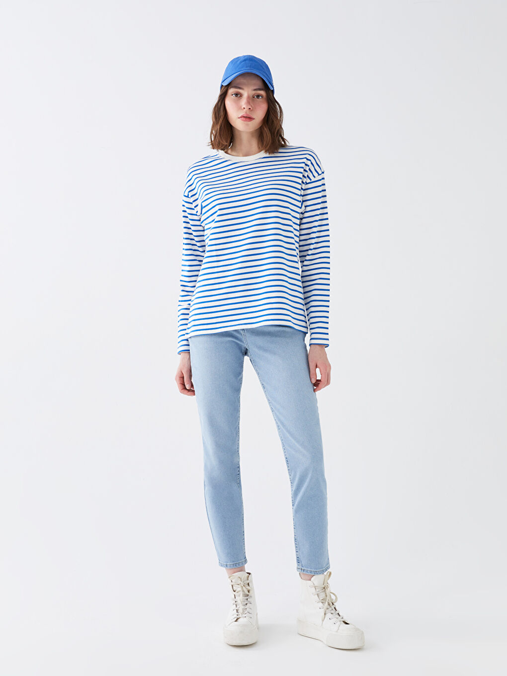 İndigo Kadın Yüksek Bel Slim Fit Jean Pantolon-1