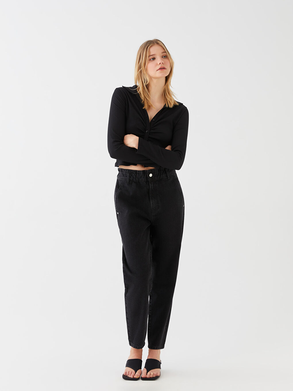 LCW Jeans Дънки с висока талия и отпуснат дизайн за жени -S34381Z8-327