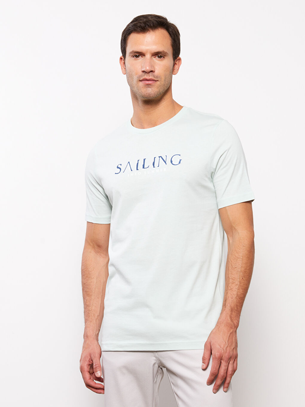 Crew Neck Short Sleeve Embroidered Jersey Men's T-Shirt