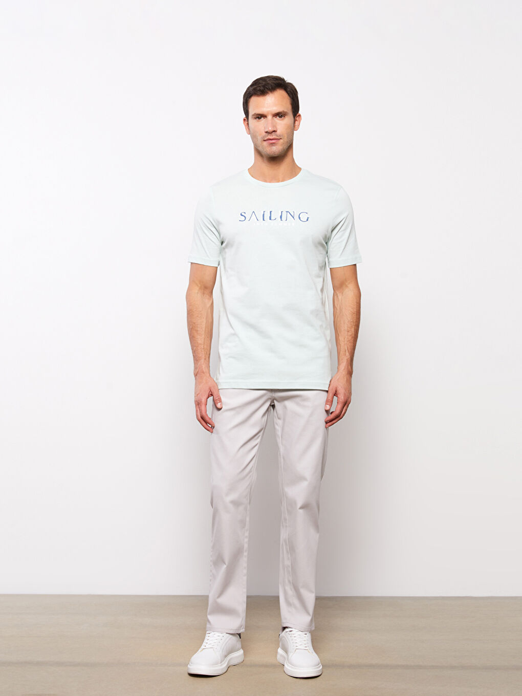 Crew Neck Short Sleeve Embroidered Jersey Men's T-Shirt-1