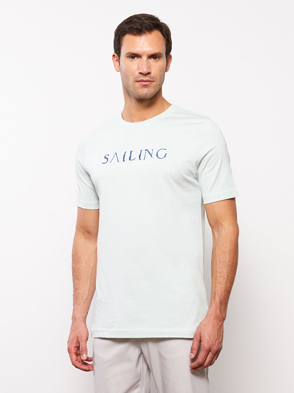 Crew Neck Short Sleeve Embroidered Jersey Men's T-Shirt-2