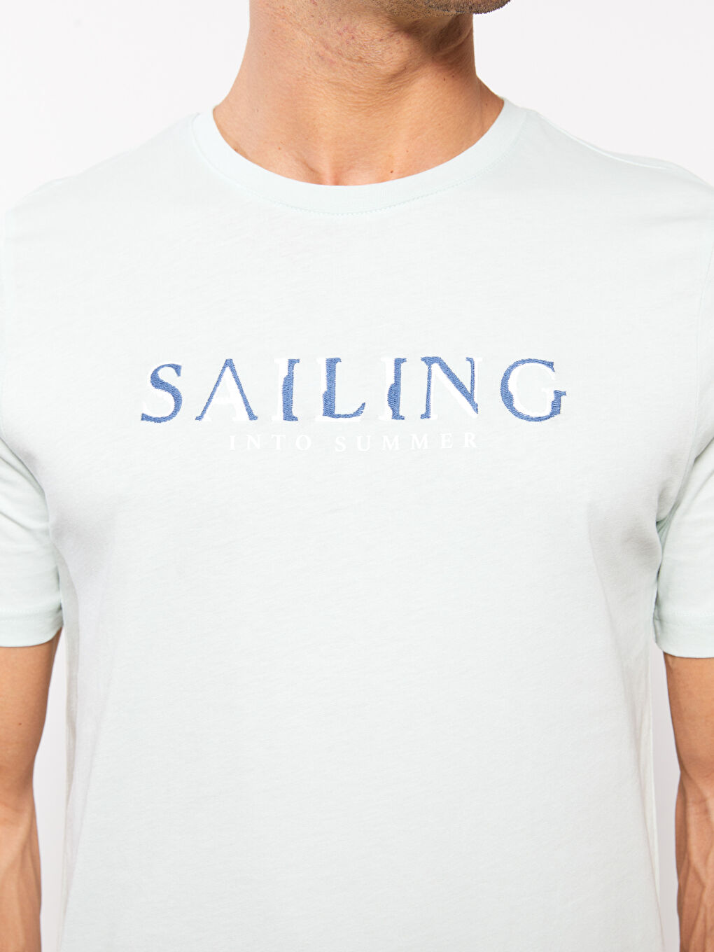 Crew Neck Short Sleeve Embroidered Jersey Men's T-Shirt-3