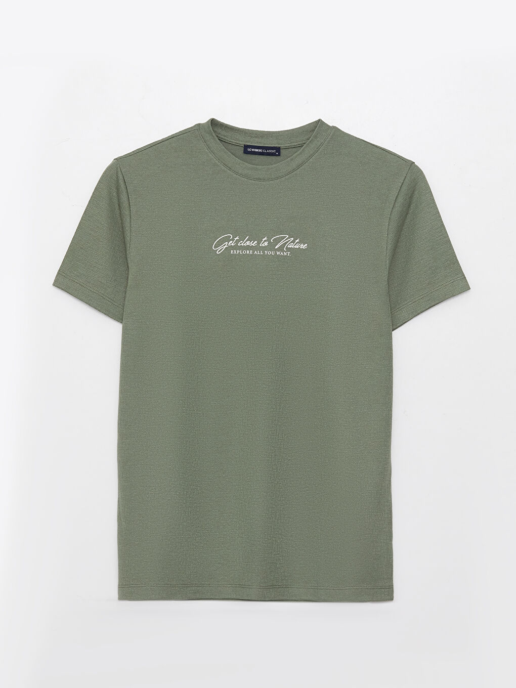 მრგვალი საყელო მოკლე სახელო ნაბეჭდი დავარცხნილი ლინენის ნაზავი მამაკაცის მაისური-5