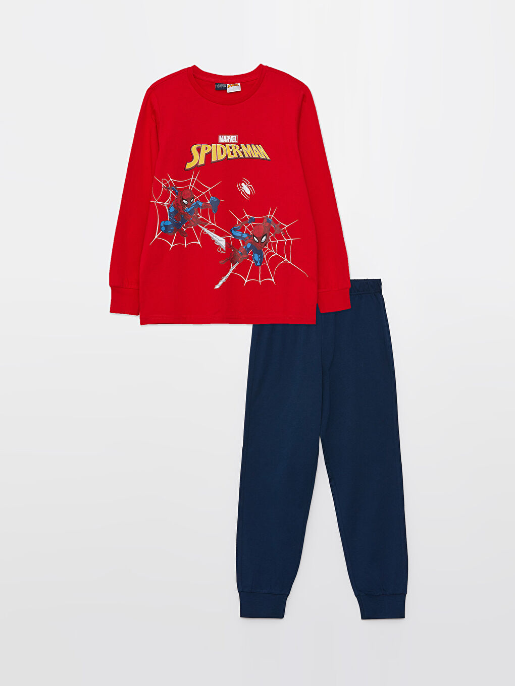 Crew Neck Spider-Man Printed Long Sleeve Boys' Pyjama Set