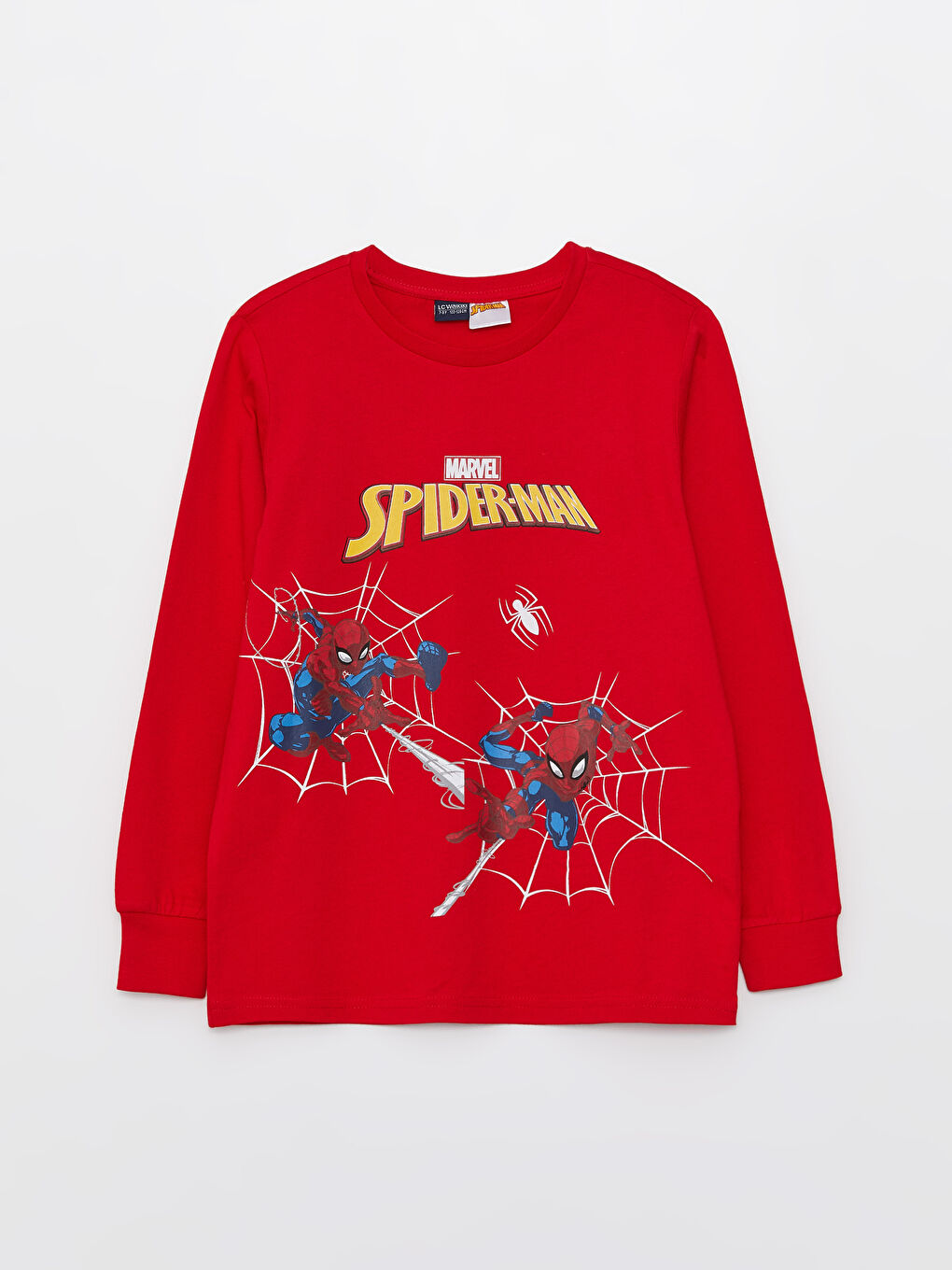 Crew Neck Spider-Man Printed Long Sleeve Boys' Pyjama Set-1