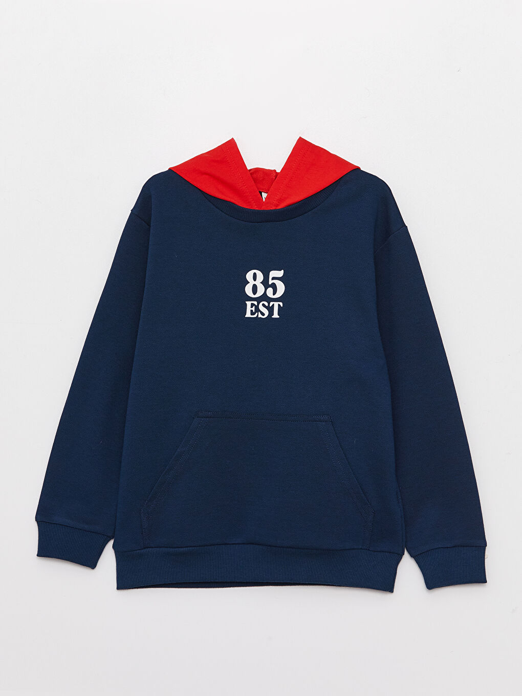 Lacivert Kapüşonlu Baskılı Uzun Kollu Erkek Çocuk Sweatshirt-2