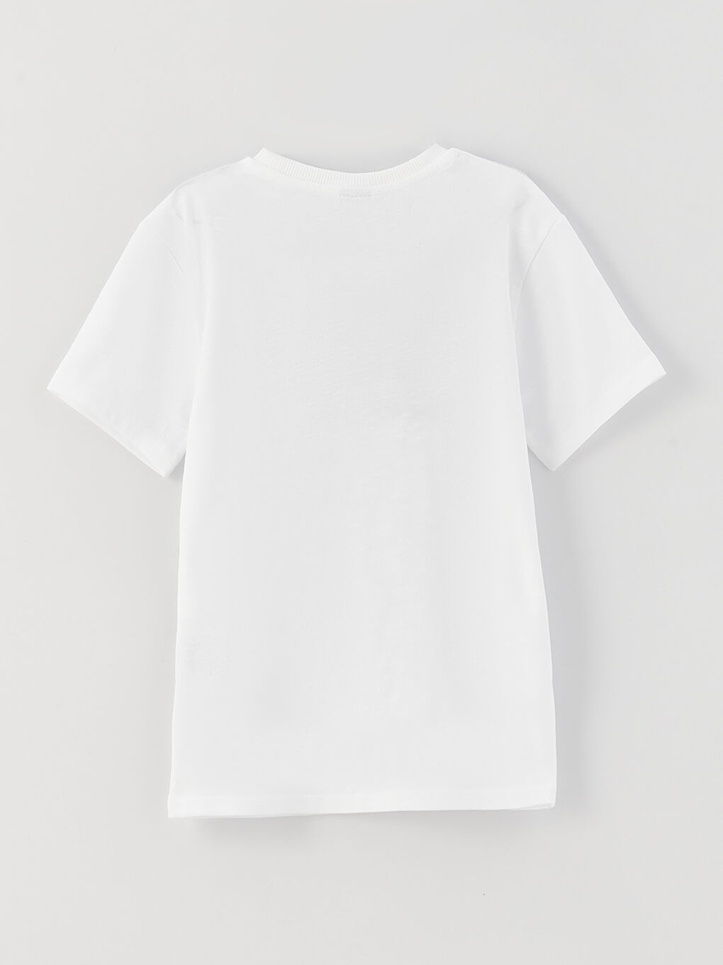 Beyaz Bisiklet Yaka Nakışlı Kısa Kollu Erkek Çocuk Tişört-1