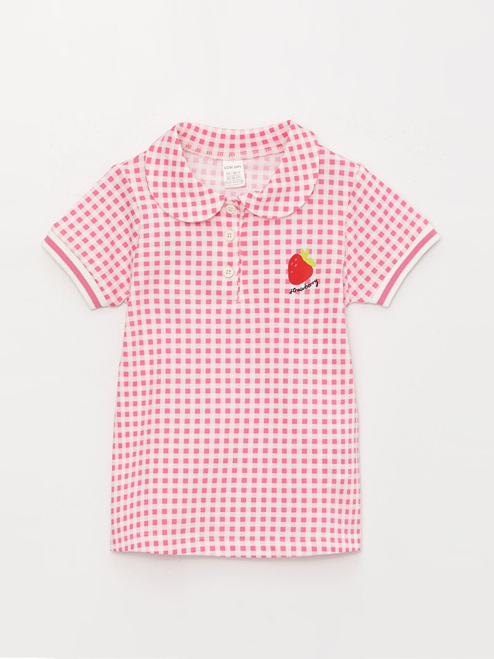 Crew Neck Short Sleeve Plaid Baby Girl T-Shirt