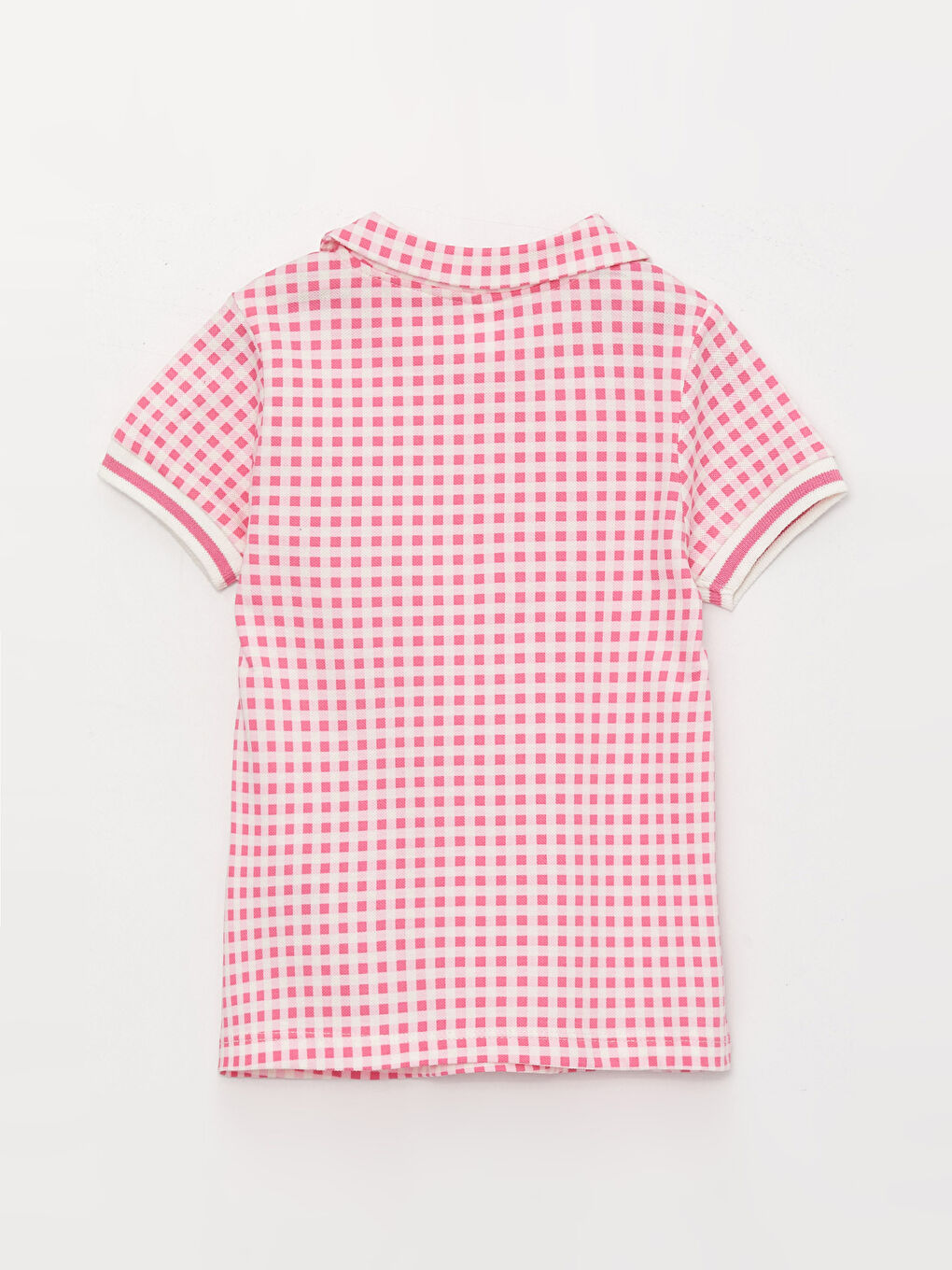Crew Neck Short Sleeve Plaid Baby Girl T-Shirt-1