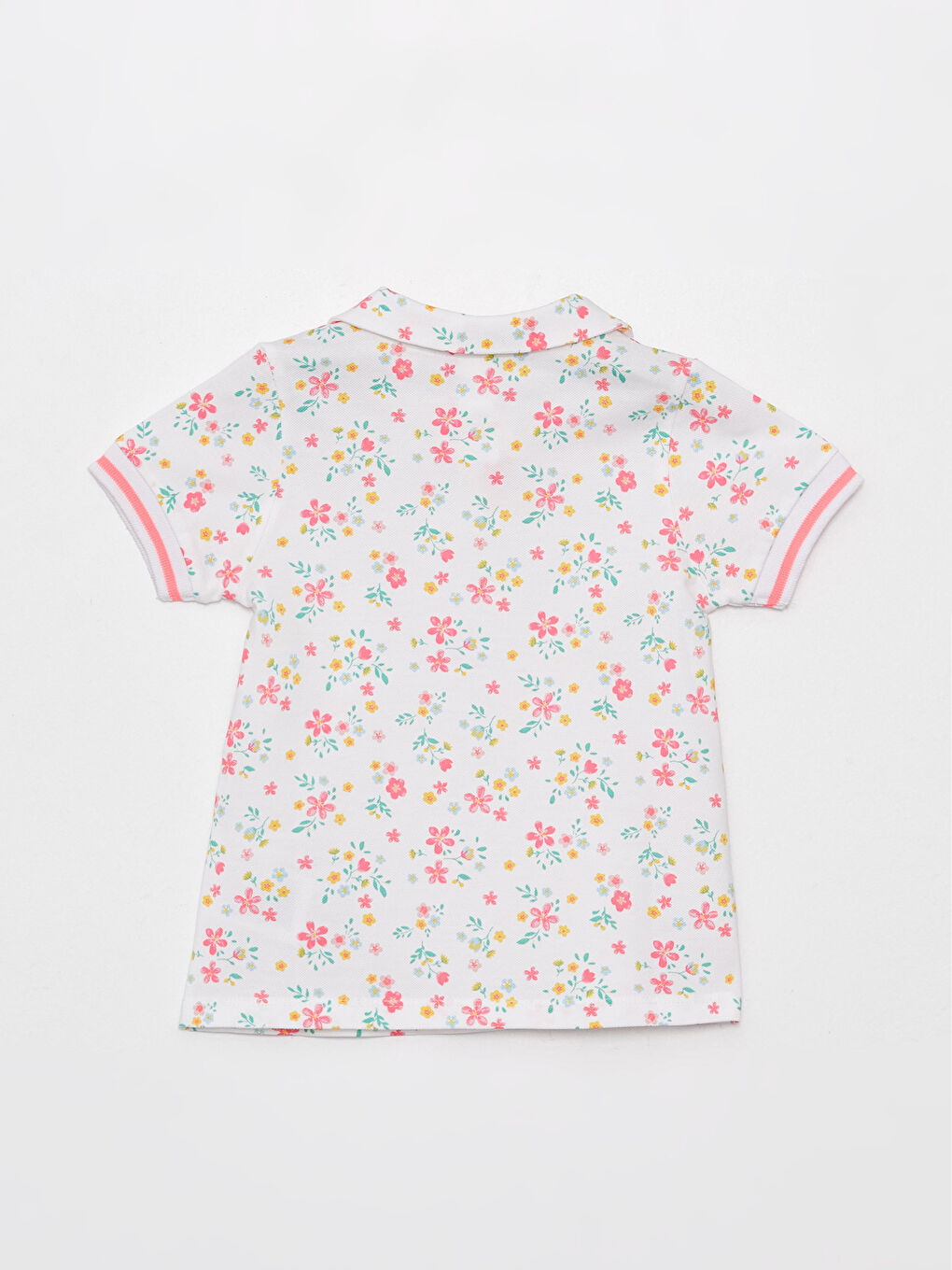 تيشيرت بناتي رضع بياقة بيبي وأكمام قصيرة ونقشة-1