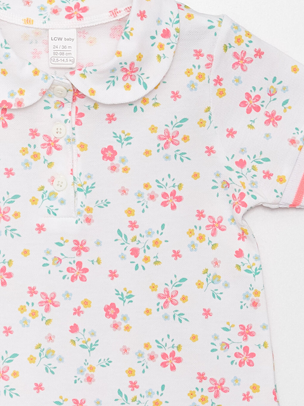 تيشيرت بناتي رضع بياقة بيبي وأكمام قصيرة ونقشة-2