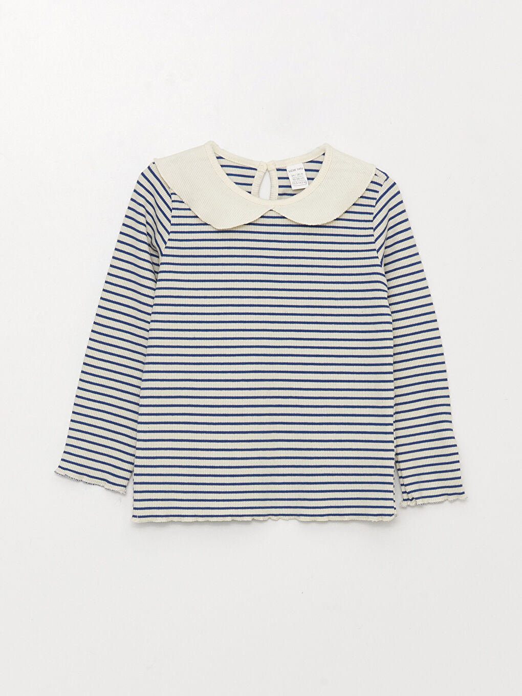 Peter Pan Collar Long Sleeve Striped Baby Girls' T-Shirt-3
