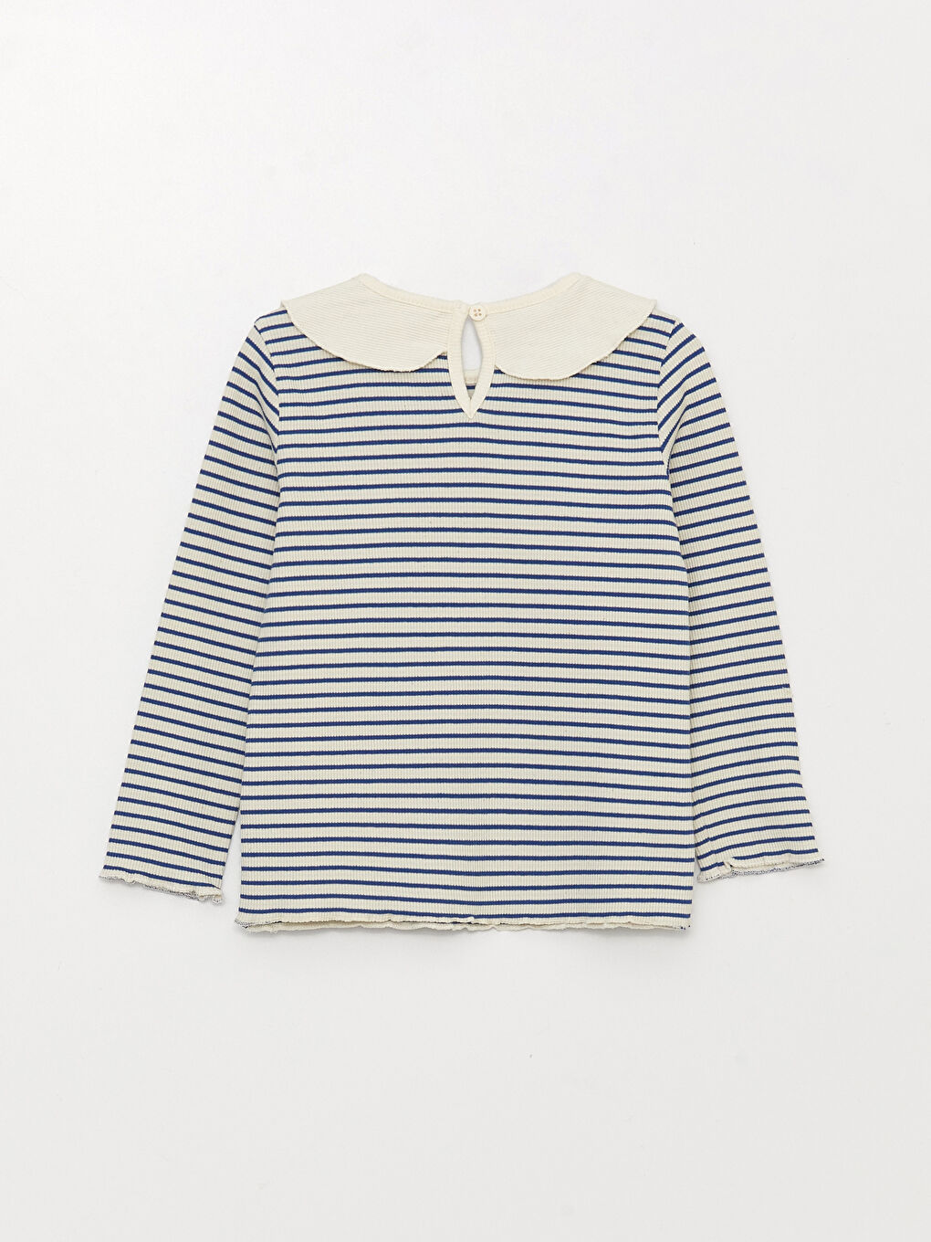 Peter Pan Collar Long Sleeve Striped Baby Girls' T-Shirt-4