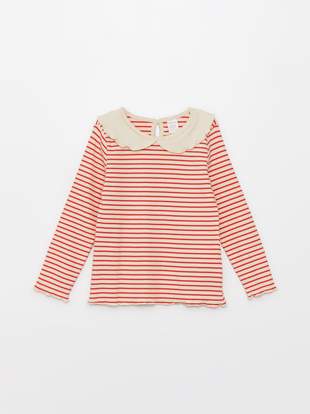 LCW baby Peter Pan Collar Long Sleeve Striped Baby Girls' T-Shirt -S34468Z1-LJE
