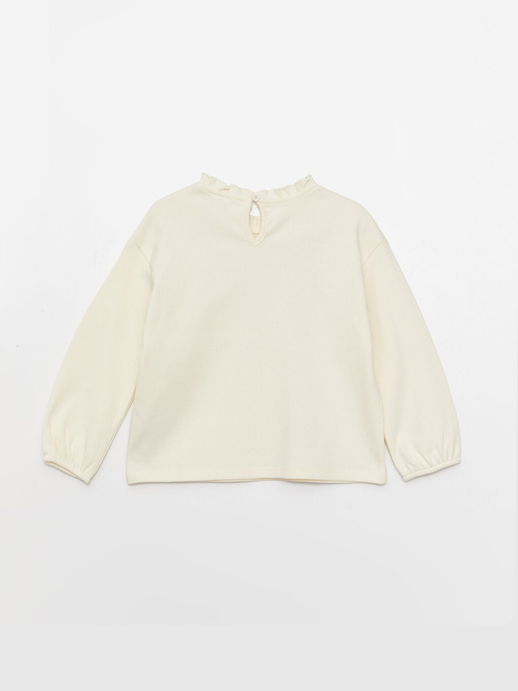 Биік жағалы ұзын жең принтті қыз балаға арналған футболка-5