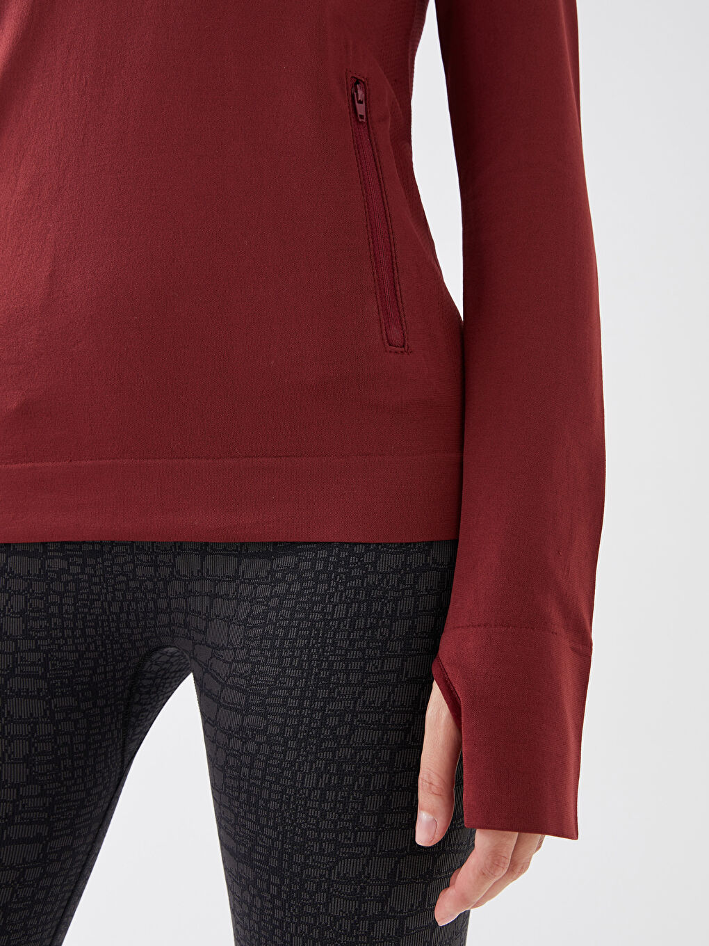 Monk Collar Plain Long Sleeve Women's T-Shirt-2