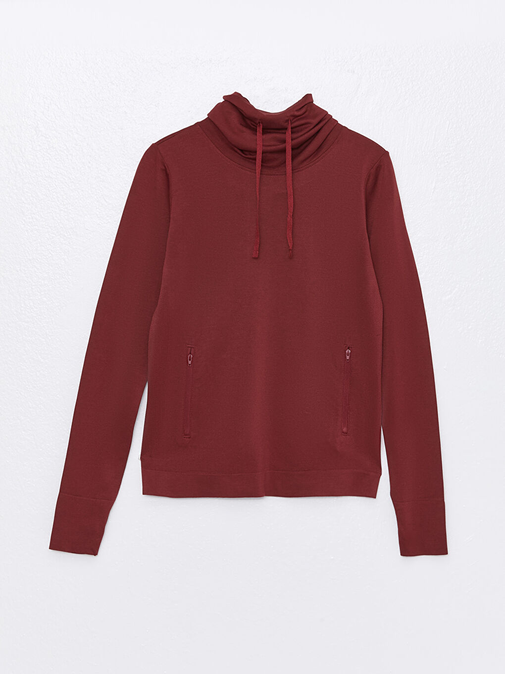 Monk Collar Plain Long Sleeve Women's T-Shirt-4