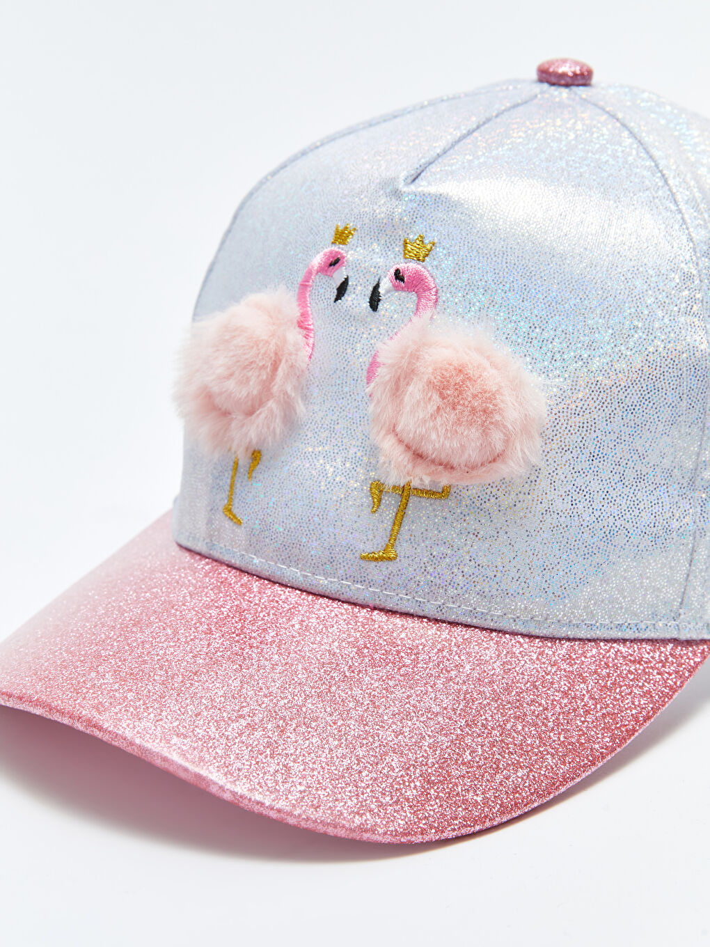 Gri Nakışlı Kız Çocuk Kep Şapka-1