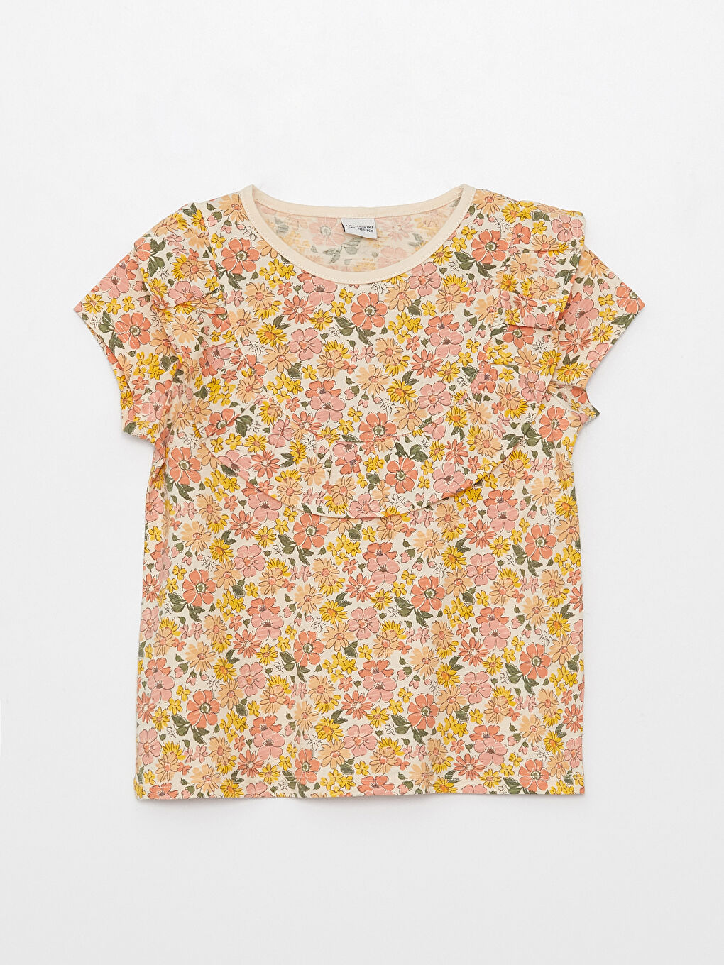 Crew Neck Patterned Short Sleeve Girls T-Shirt and Tights-1