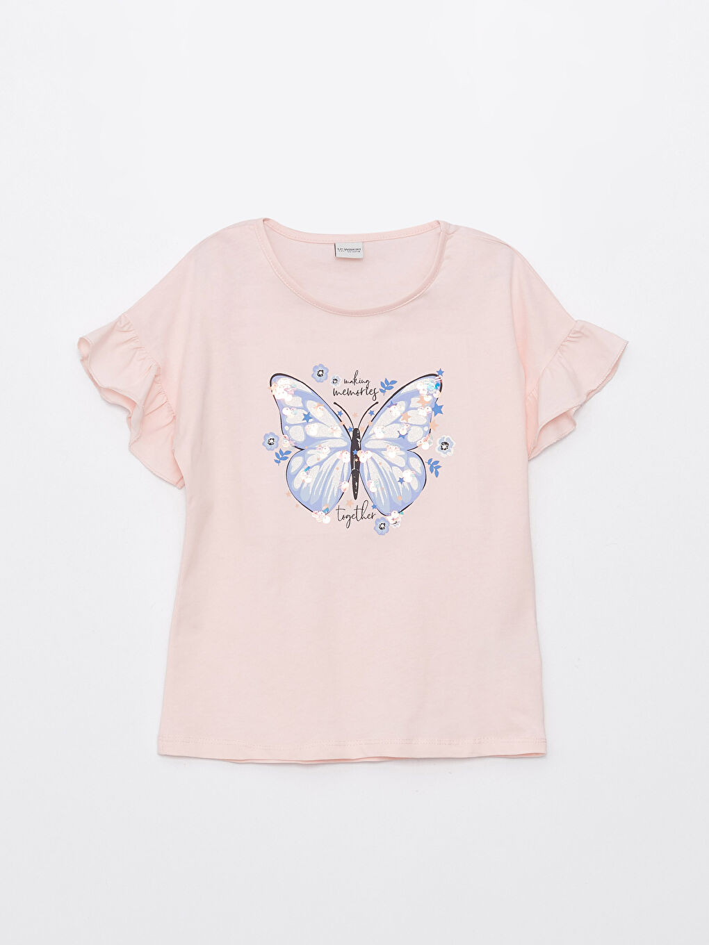 Футболка с круглым вырезом, с принтом, с коротким рукавом и юбка для девочки-1