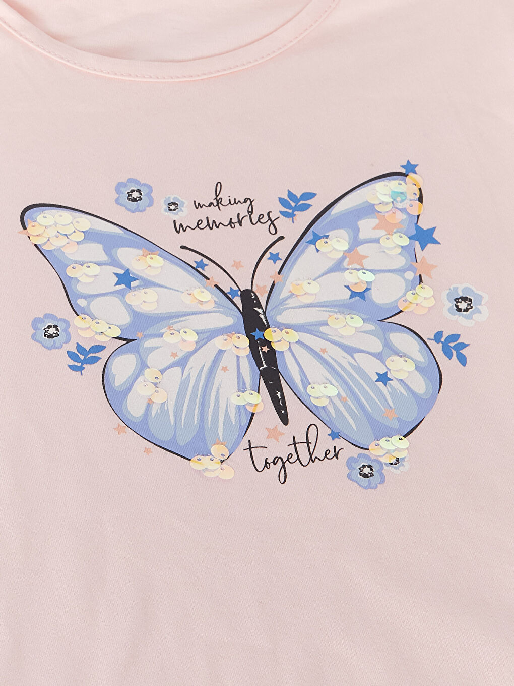 Футболка с круглым вырезом, с принтом, с коротким рукавом и юбка для девочки-3