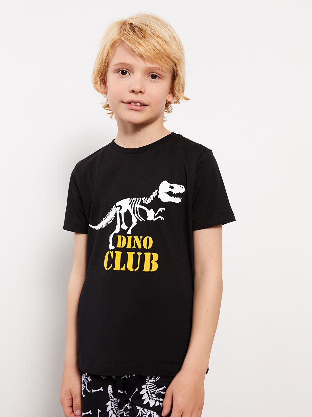 Crew Neck Printed Short Sleeve Boys' Shorts Pyjama Set-2