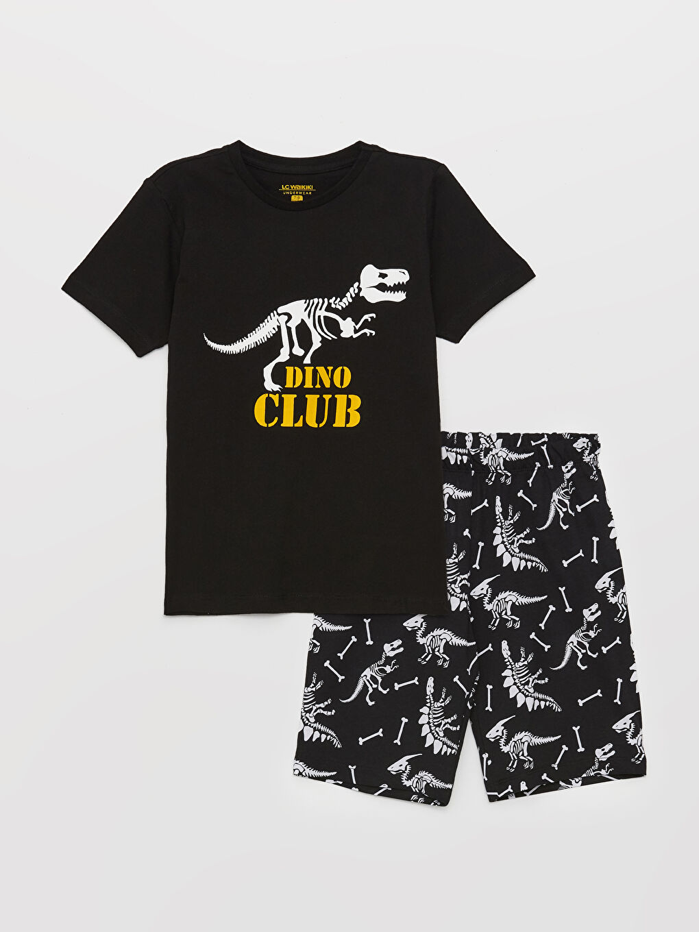 Crew Neck Printed Short Sleeve Boys' Shorts Pyjama Set-3