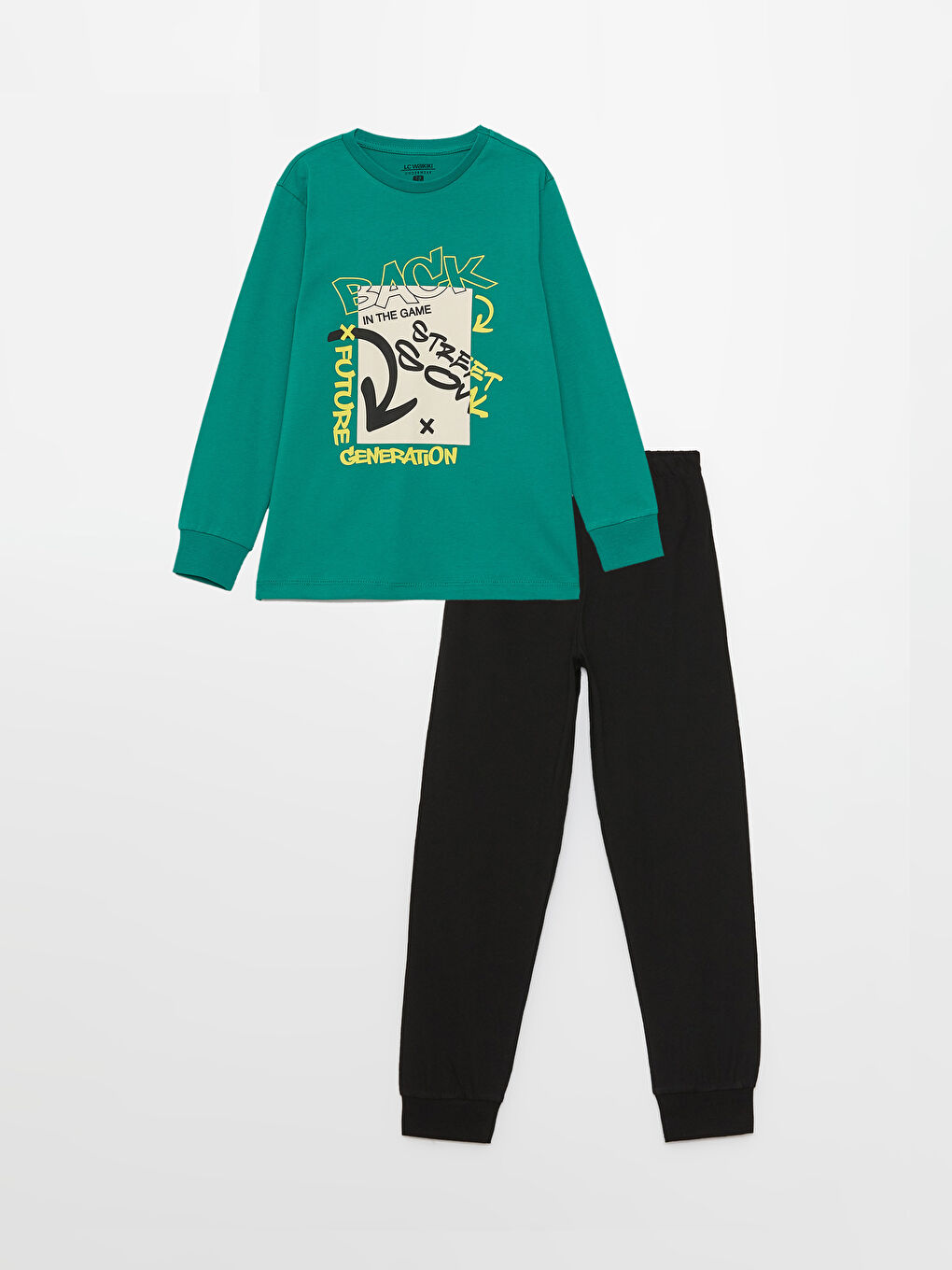 LCW Kids Relaxed Fit Crew Neck Boys' Pyjama Set -S34572Z4-GV2