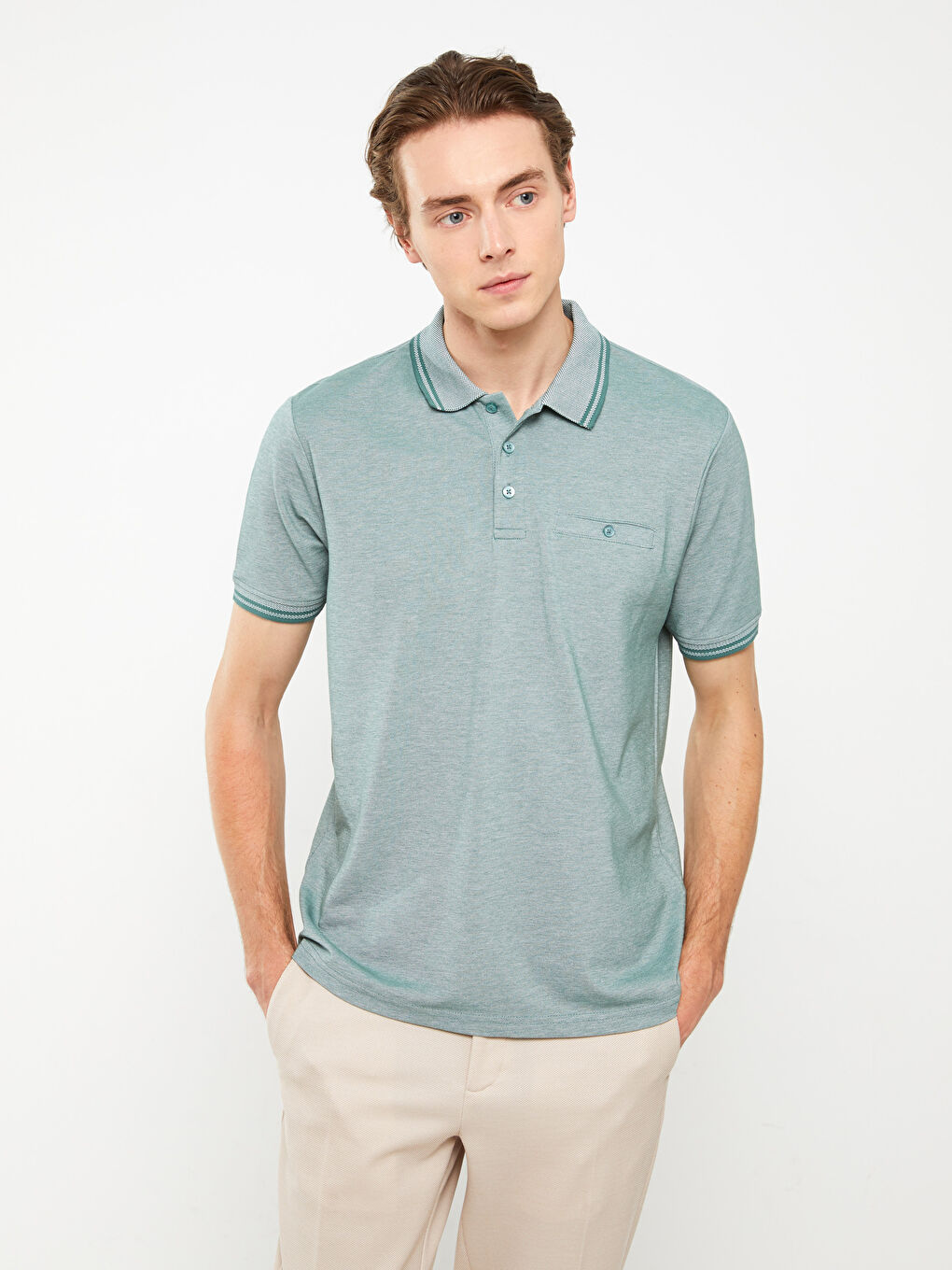 Polo Neck Short Sleeve Men's T-Shirt-1