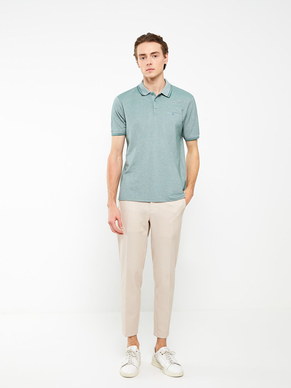 Polo Neck Short Sleeve Men's T-Shirt-2