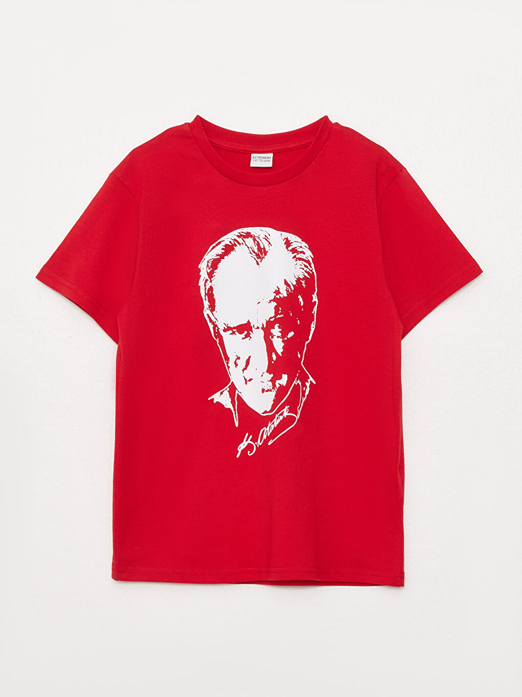Kırmızı Bisiklet Yaka Atatürk Baskılı Kısa Kollu Erkek Çocuk Tişört-3