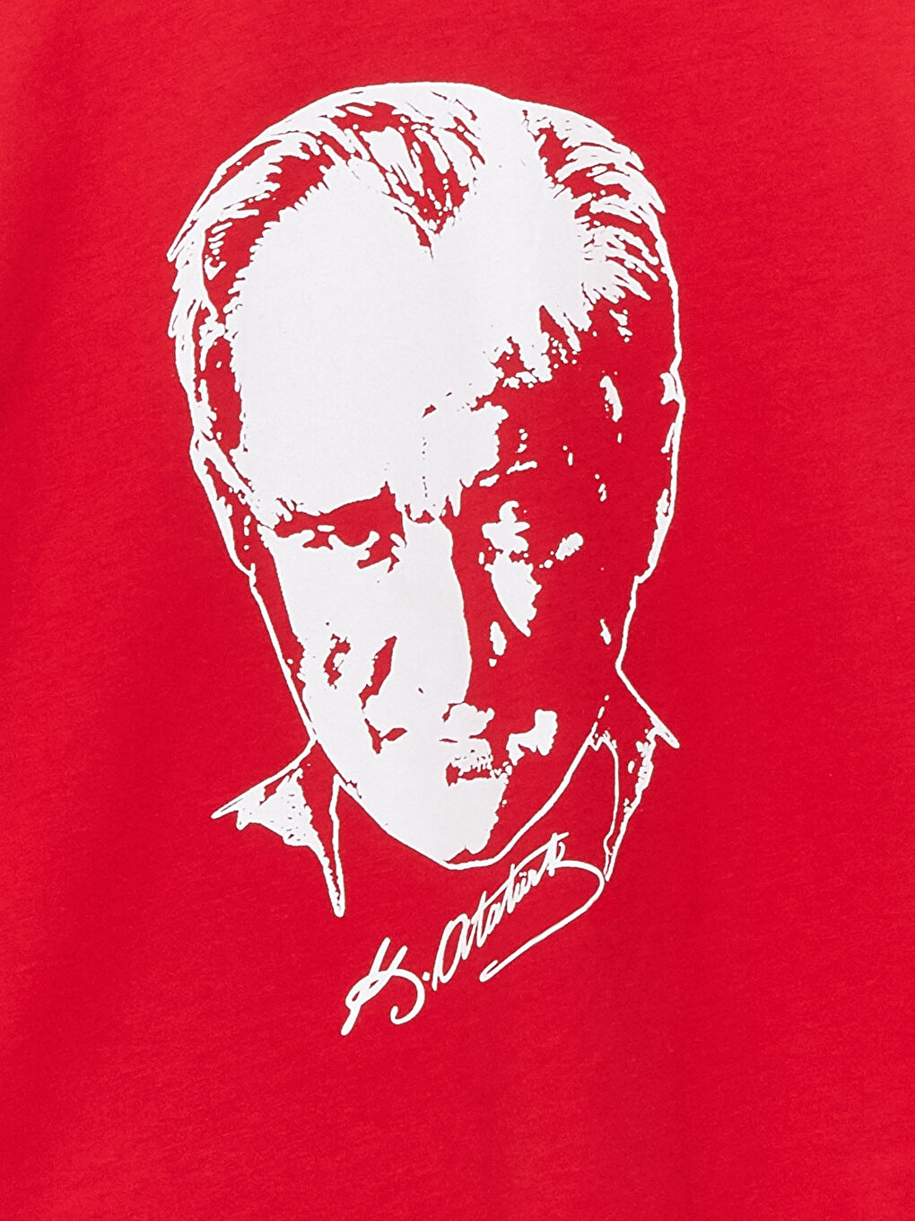 Kırmızı Bisiklet Yaka Atatürk Baskılı Kısa Kollu Erkek Çocuk Tişört-5